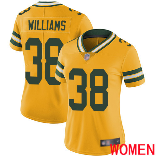 Green Bay Packers Limited Gold Women #38 Williams Tramon Jersey Nike NFL Rush Vapor Untouchable